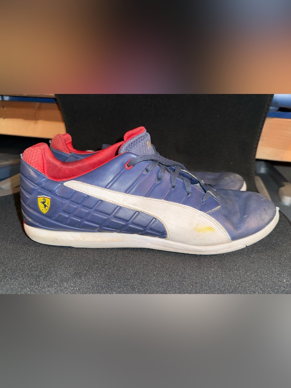 Puma Men's Puma Scuderia Ferrari sneakers in a blue, white, red tennis shoe 12